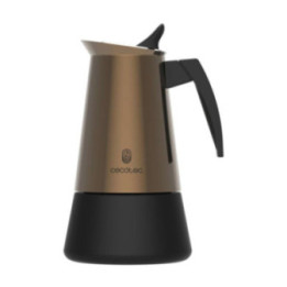 Cecotec Cafetera Italiana Piccolina 600 Gold. 300ml, 6 Tazas de Café, Acero Inoxidable, Apta Todas Superficies, Filtro Premium